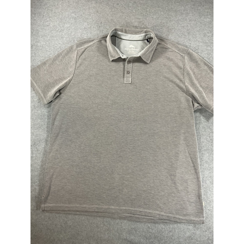 Tommy Bahama Mens XL Gray Tencel Blend Short Sleeve Polo Shirt 2918